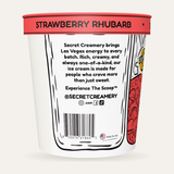 Secret Creamery Strawberry Rhubarb — Probiotic 16 oz pint — 4-strain probiotic ice cream — story side