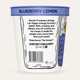 Secret Creamery Blueberry Lemon — Probiotic 16 oz pint — 4-strain probiotic ice cream — story side
