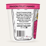 Secret Creamery Dragon Fruit Mango — Probiotic 16 oz pint — 4-strain probiotic ice cream — story side