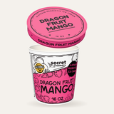 Secret Creamery Dragon Fruit Mango — Probiotic 16 oz pint — 4-strain probiotic ice cream — lid off