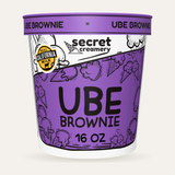 Secret Creamery Ube Brownie 16 oz pint — super premium ice cream — front