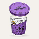 Secret Creamery Ube Brownie 16 oz pint — super premium ice cream — lid off