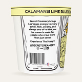 Secret Creamery Calamansi Lime Blueberry — Probiotic 16 oz pint — 4-strain probiotic ice cream — story side